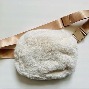 Apana NWOT White/Cream Large Faux Fur Belt Bag